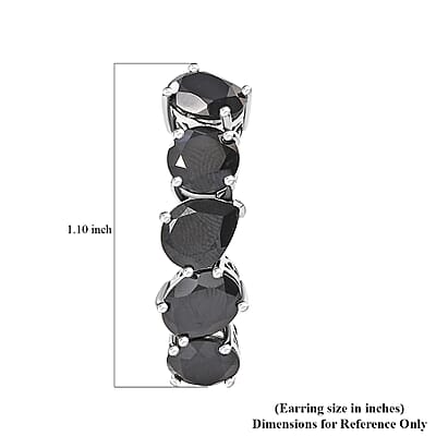 Ankur Treasure Chest Karis Thai Black Spinel 23.50 ctw Hoop Earrings in Platinum Bond