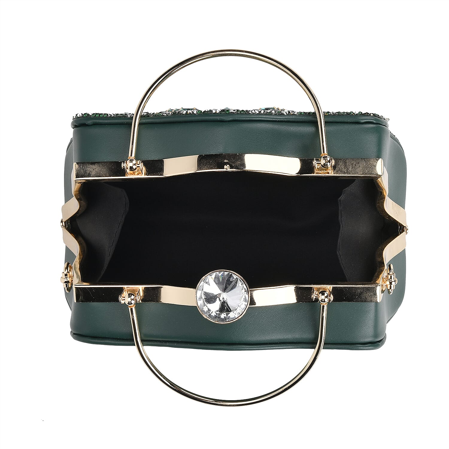 Miggie D Green Peacock Pattern Crystal Clutch Bag with Shoulder Chain Strap