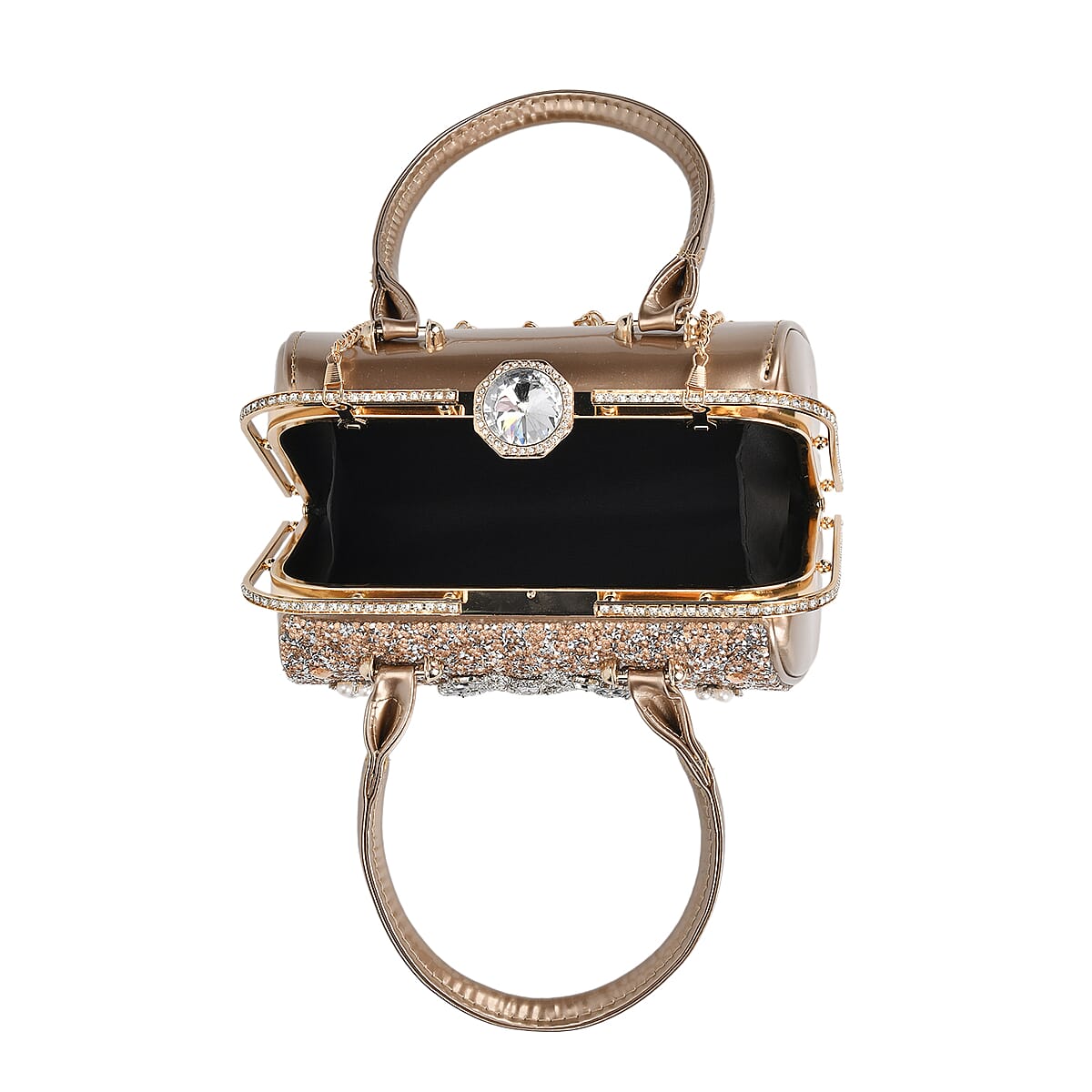 Miggie D Golden 3D Peacock Crystal Clutch Bag with Shoulder Chain Strap image number 4