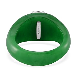 Green Jade (D), Chrome Diopside and White Zircon 28.10 ctw Eternal Harmony Ring in Rhodium Over Sterling Silver (Size 8.0)