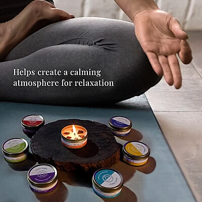 Set of 7 Scented Seven Chakra Gemstone Candle with fragrance - Vanilla, Jasmine, Rose, Lemongrass