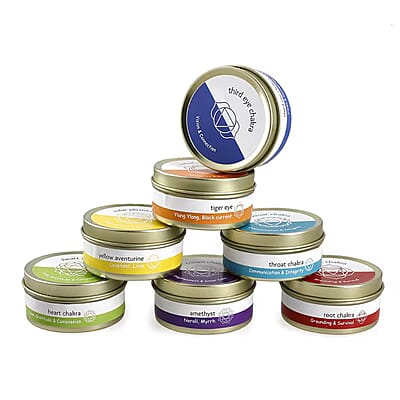 Set of 7 Scented Seven Chakra Gemstone Candle with fragrance - Vanilla, Jasmine, Rose, Lemongrass