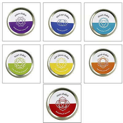Set of 7 Scented Seven Chakra Gemstone Candle with fragrance - Vanilla, Jasmine, Rose, Lemongrass