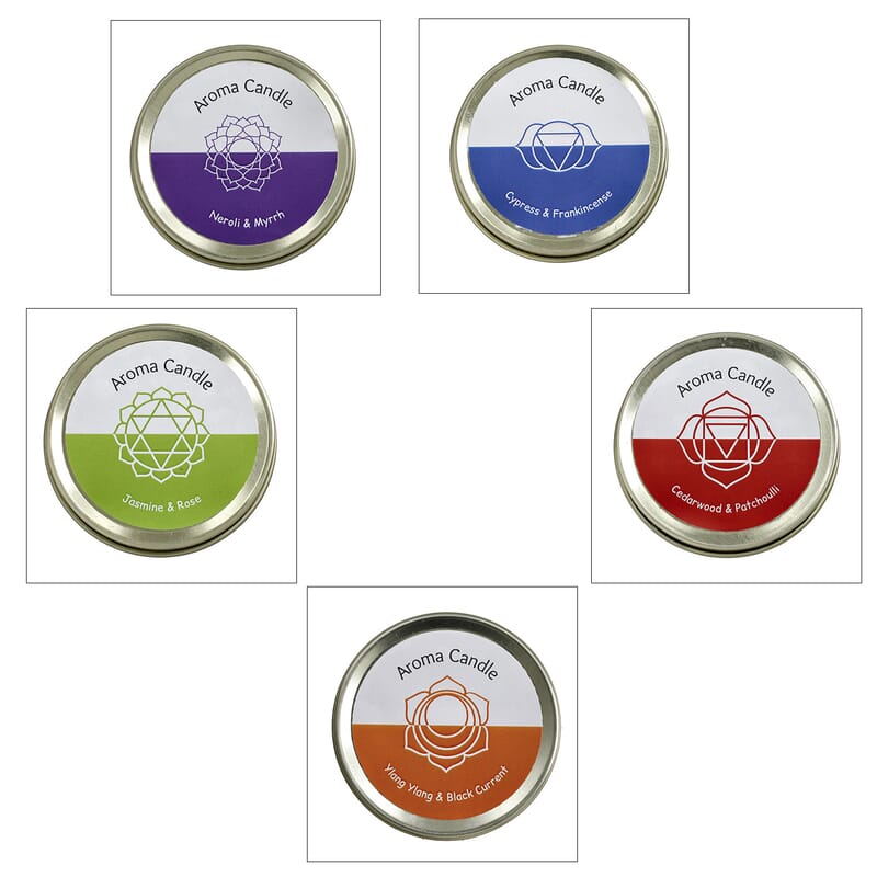 Set of 5 Scented Gemstone Candle with Fragrance - Vanilla, Jasmine, Rose, Lemongrass