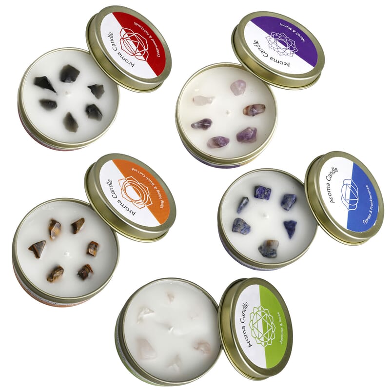 Set of 5 Scented Gemstone Candle with Fragrance - Vanilla, Jasmine, Rose, Lemongrass