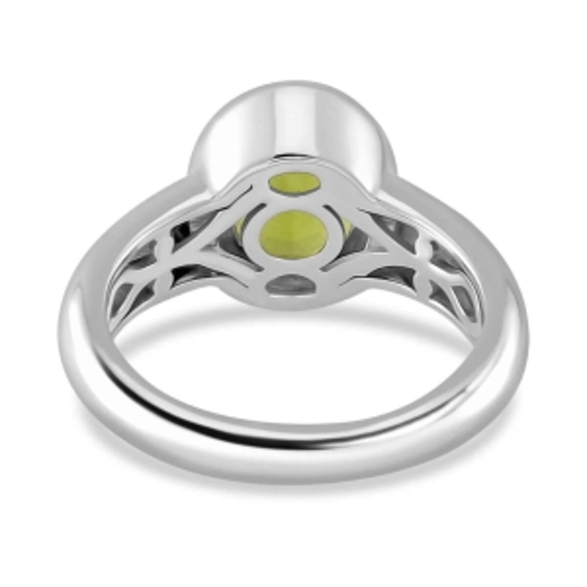 Peridot 4.81 ctw Ring in Rhodium Over Sterling Silver (Size 5.5) image number 3