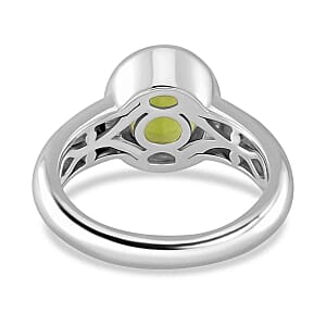 Peridot 4.81 ctw Ring in Rhodium Over Sterling Silver (Size 5.5)