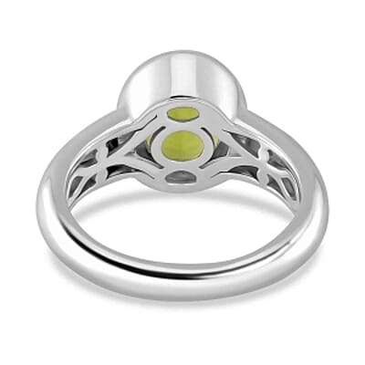 Peridot 4.81 ctw Ring in Rhodium Over Sterling Silver (Size 5.5)