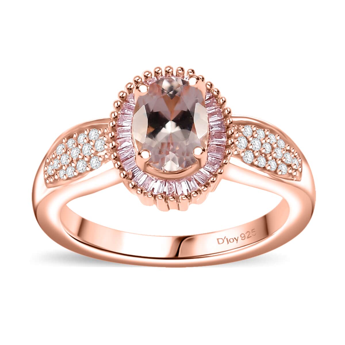 Premium Marropino Morganite, Natural Pink and White Diamond 1.00 ctw Rose of Elegance Ring in 18K Vermeil Rose Gold Over Sterling Silver (Size 10.0)  image number 0