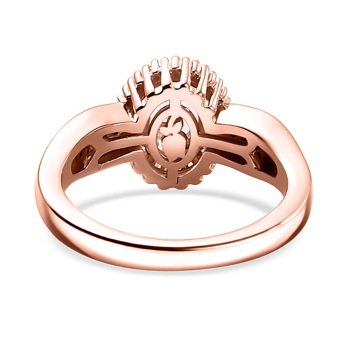 Premium Marropino Morganite, Natural Pink and White Diamond 1.00 ctw Rose of Elegance Ring in 18K Vermeil Rose Gold Over Sterling Silver (Size 10.0) 