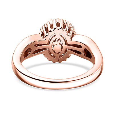Premium Marropino Morganite, Natural Pink and White Diamond 1.00 ctw Rose of Elegance Ring in 18K Vermeil Rose Gold Over Sterling Silver (Size 10.0) 