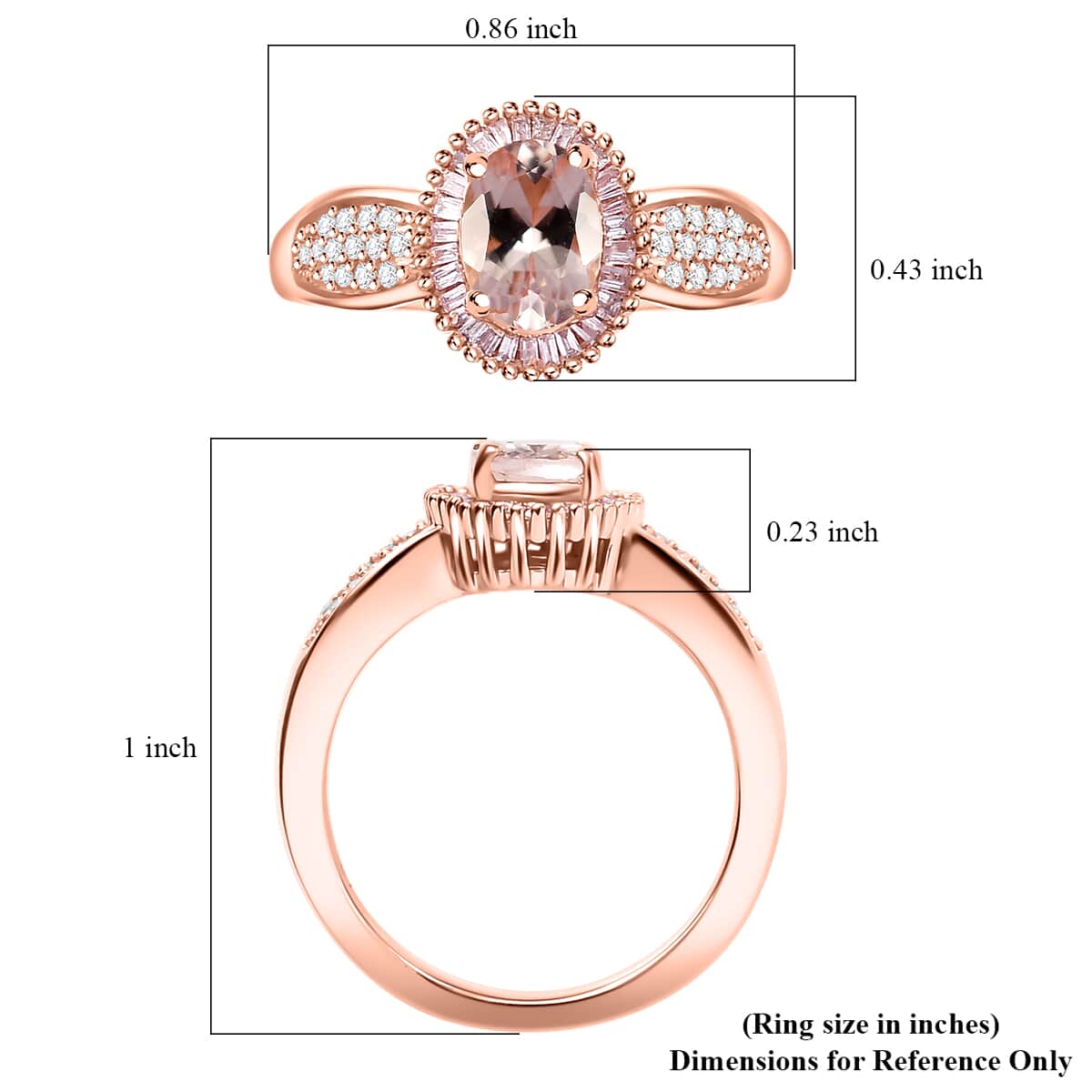 Premium Marropino Morganite, Natural Pink and White Diamond 1.00 ctw Rose of Elegance Ring in 18K Vermeil Rose Gold Over Sterling Silver (Size 10.0)  image number 5