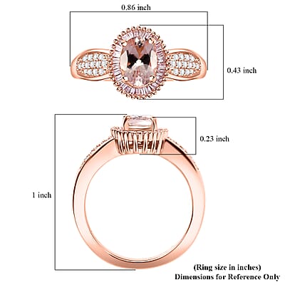 Premium Marropino Morganite, Natural Pink and White Diamond 1.00 ctw Rose of Elegance Ring in 18K Vermeil Rose Gold Over Sterling Silver (Size 10.0) 
