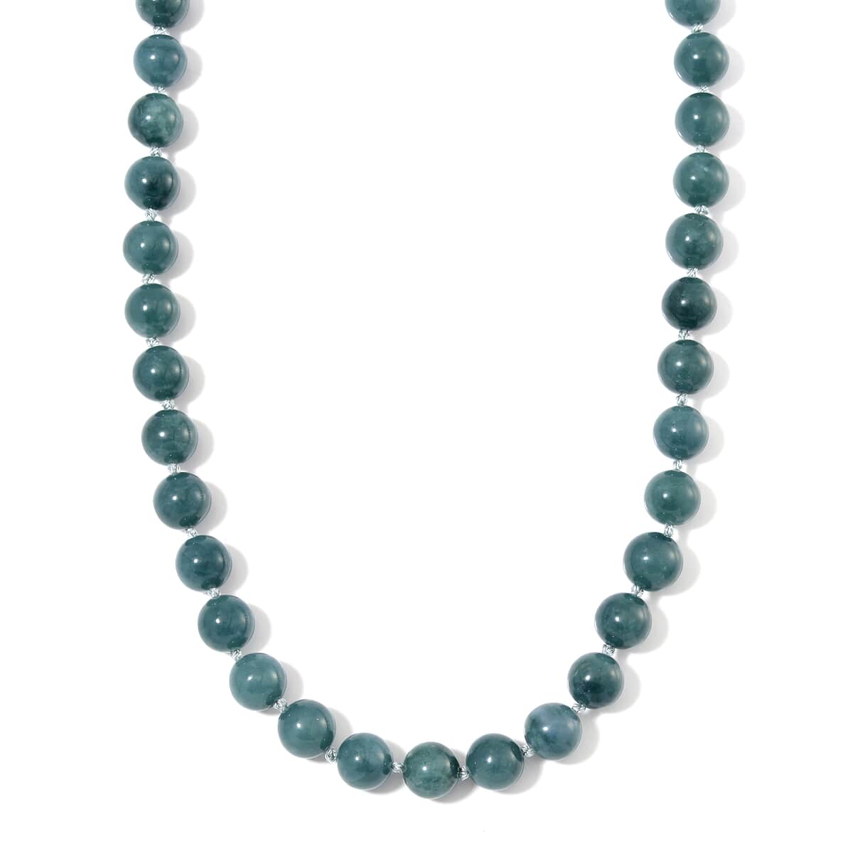 Olmec Jadeite 620.00 ctw Beaded Magnetic Clasp Necklace in Rhodium Over Sterling Silver 20 Inches image number 0