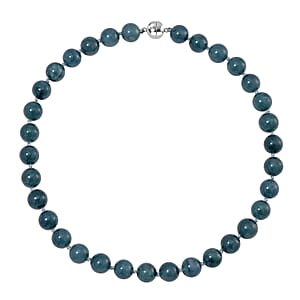 Natural Olmec Jadeite 620.00 ctw Beaded Magnetic Clasp Necklace in Rhodium Over Sterling Silver 20 Inches