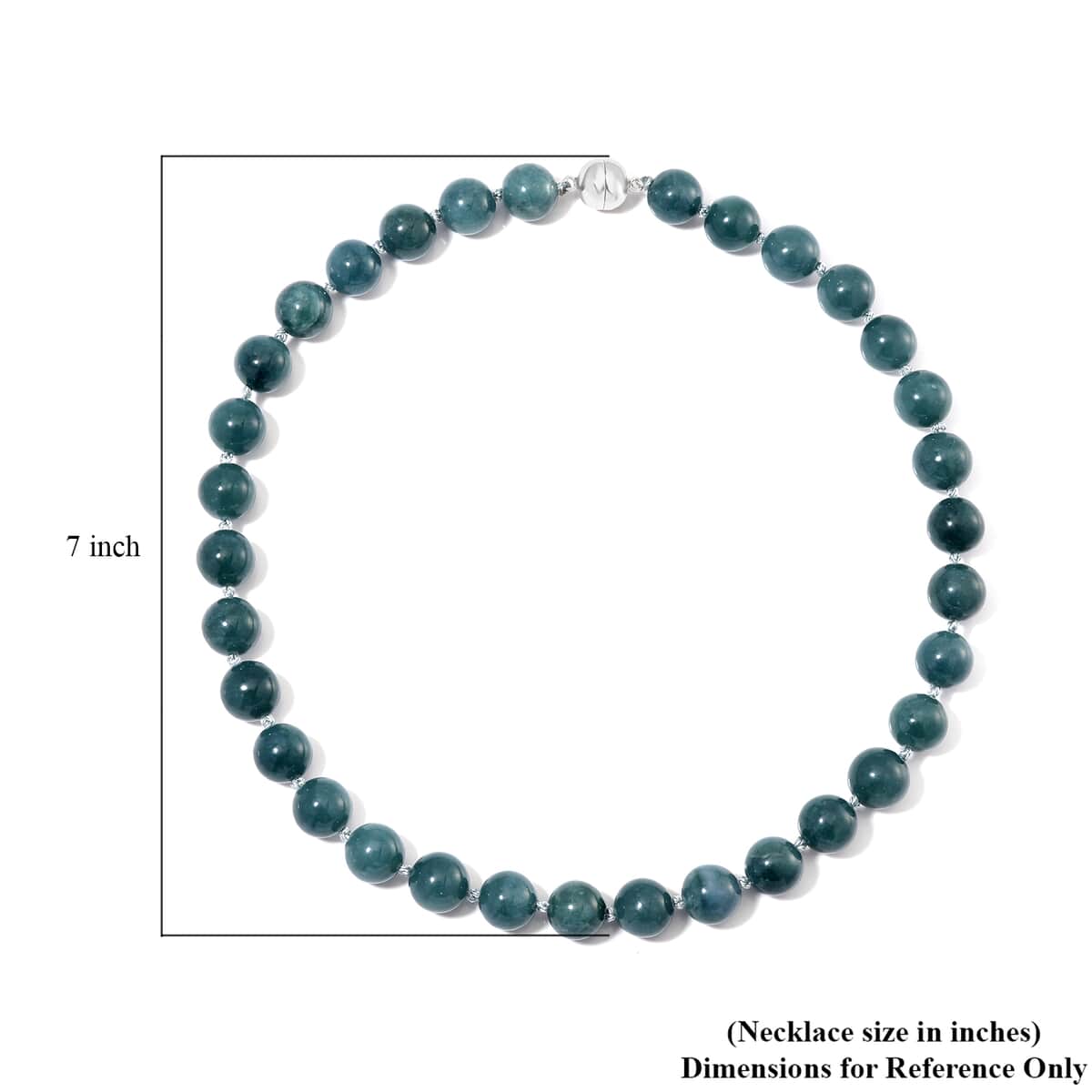 Olmec Jadeite 620.00 ctw Beaded Magnetic Clasp Necklace in Rhodium Over Sterling Silver 20 Inches image number 4