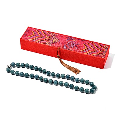Natural Olmec Jadeite 620.00 ctw Beaded Magnetic Clasp Necklace in Rhodium Over Sterling Silver 20 Inches