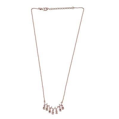 D'Joy Premium Marropino Morganite and Multi Gemstone 3.90 ctw Wisteria flower Garland Necklace in 18K Vermeil Rose Gold Over Sterling Silver 18 Inches