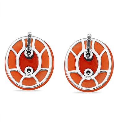 Red Jade (D), Niassa Ruby (FF) and White Zircon 8.30 ctw Eternal Harmony Earrings in Rhodium Over Sterling Silver