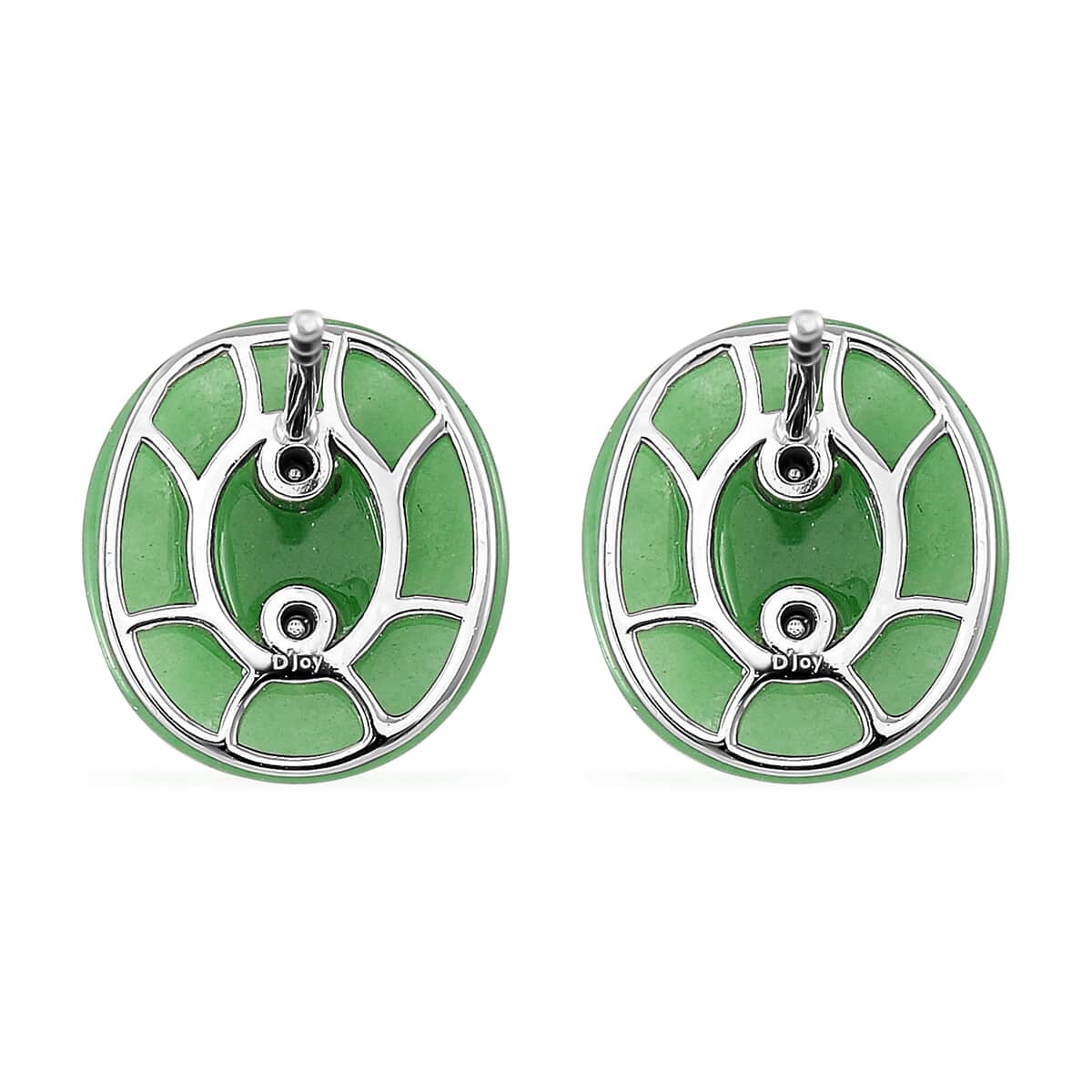 Green Jade (D), Chrome Diopside and White Zircon 7.90 ctw Eternal Harmony Earrings in Rhodium Over Sterling Silver image number 4