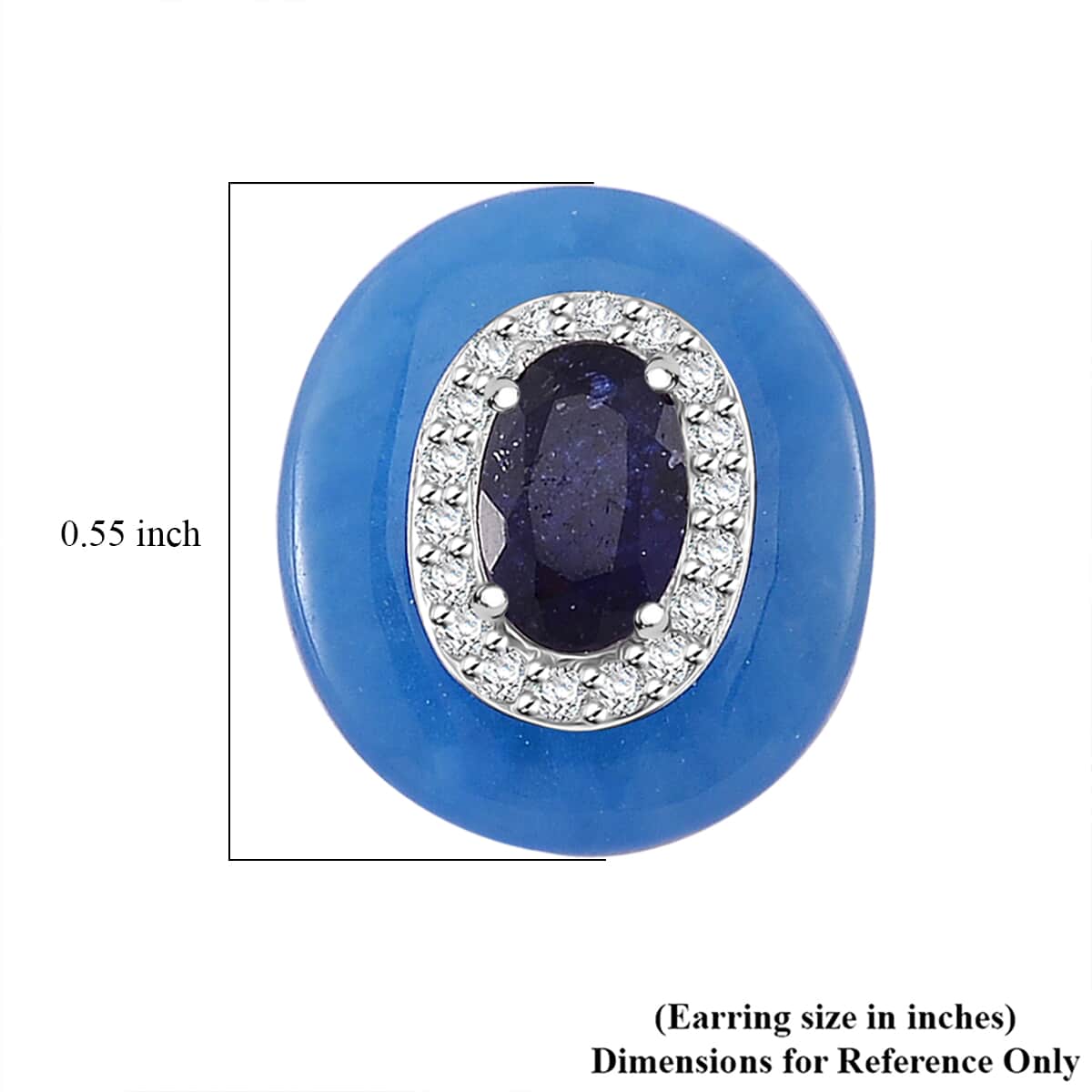 Blue Jade (D), Masoala Sapphire (D) and White Zircon 8.40 ctw Eternal Harmony Earrings in Rhodium Over Sterling Silver image number 4