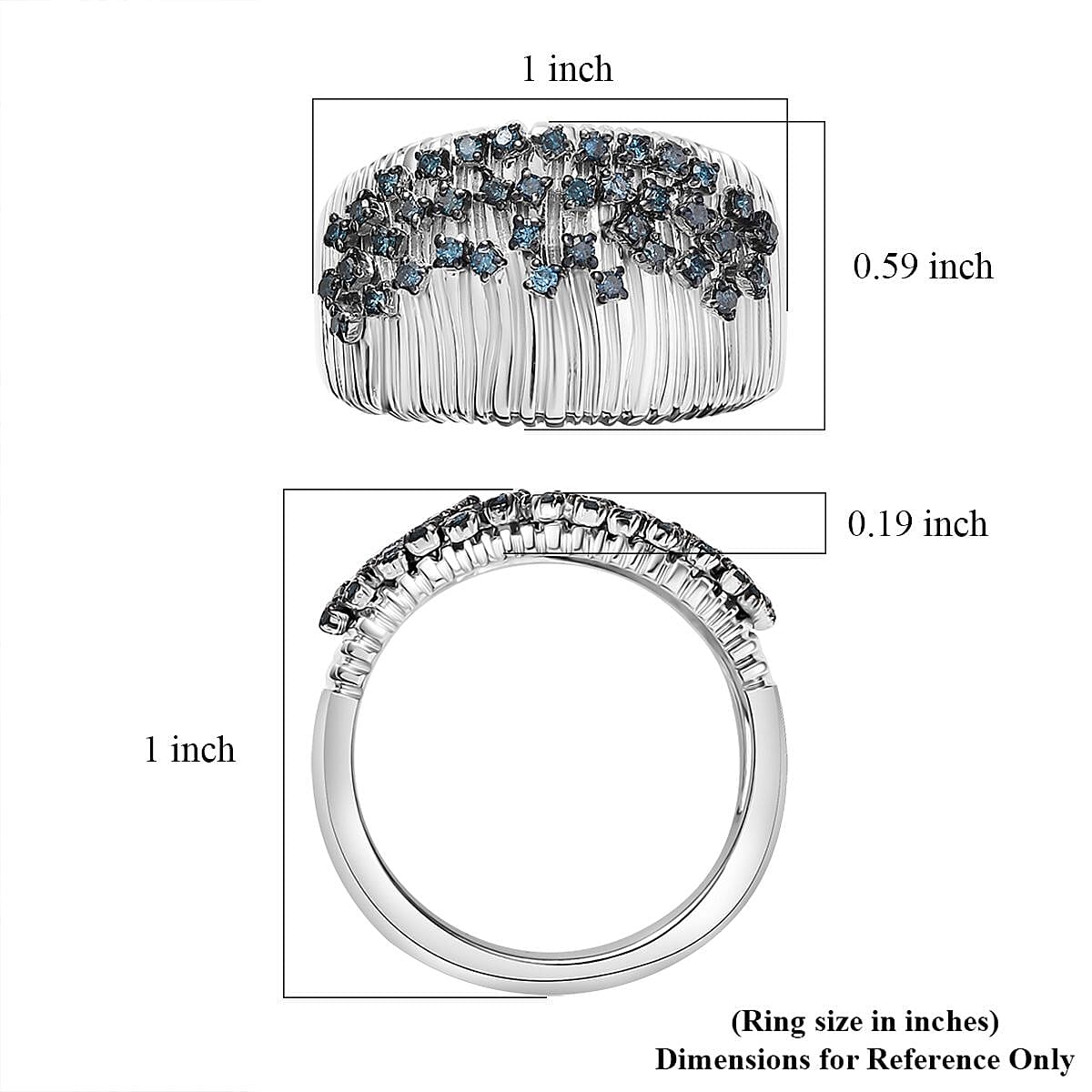 GP Italian Garden Collection Blue Diamond 0.50 ctw Ring in Rhodium Over Sterling Silver (Size 10.0) image number 5