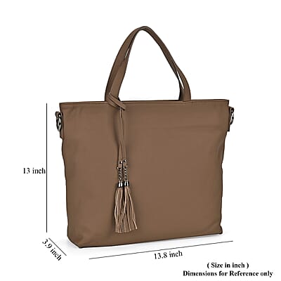 Brown Genuine Leather Tote Bag with Tassels