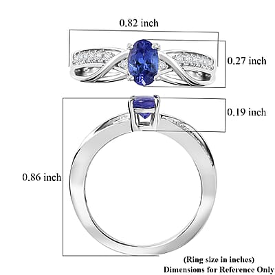 AAA Tanzanite and White Zircon 0.60 ctw Infinity Ring in Rhodium Over Sterling Silver (Size 10.0)
