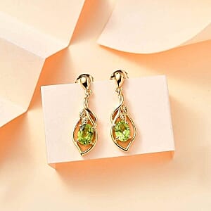 Peridot 1.60 ctw Earrings in Vermeil YG Over Sterling Silver