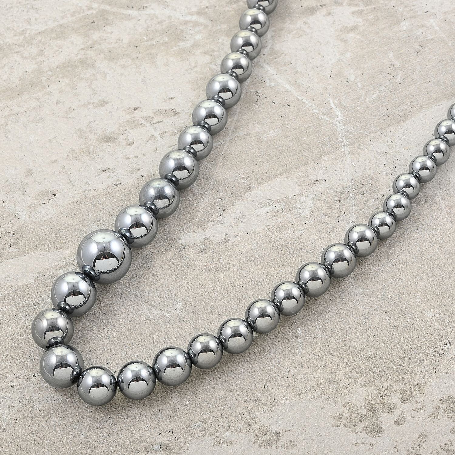 Terahertz Beaded Graduation Necklace 20 Inches in Rhodium Over Sterling Silver with Magnetic Lock 182.50 ctw