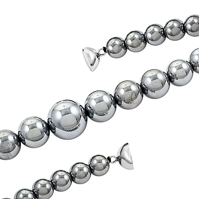 Terahertz Beaded Graduation Necklace 20 Inches in Rhodium Over Sterling Silver with Magnetic Lock 182.50 ctw