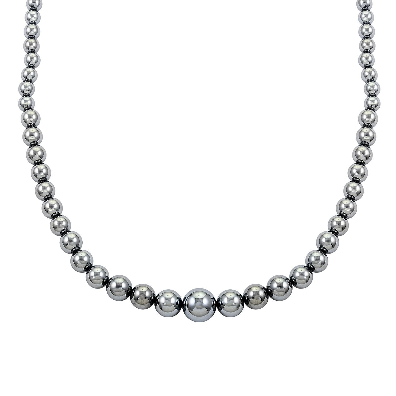 Terahertz Beaded Graduation Necklace 20 Inches in Rhodium Over Sterling Silver with Magnetic Lock 182.50 ctw