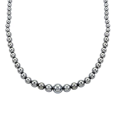 Terahertz Beaded Graduation Necklace 20 Inches in Rhodium Over Sterling Silver with Magnetic Lock 182.50 ctw
