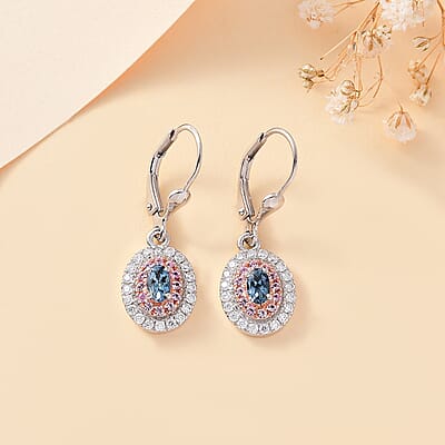 Santa Maria Aquamarine and Multi Gemstone 1.30 ctw Aqua Blossom Earrings in Rhodium Over Sterling Silver