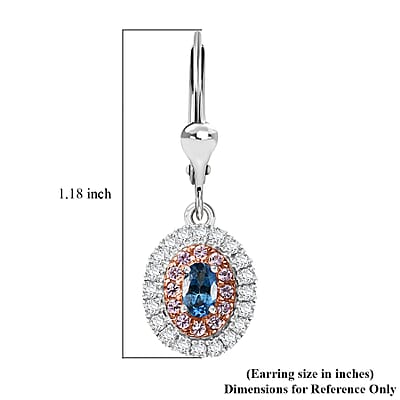 Santa Maria Aquamarine and Multi Gemstone 1.30 ctw Aqua Blossom Earrings in Rhodium Over Sterling Silver