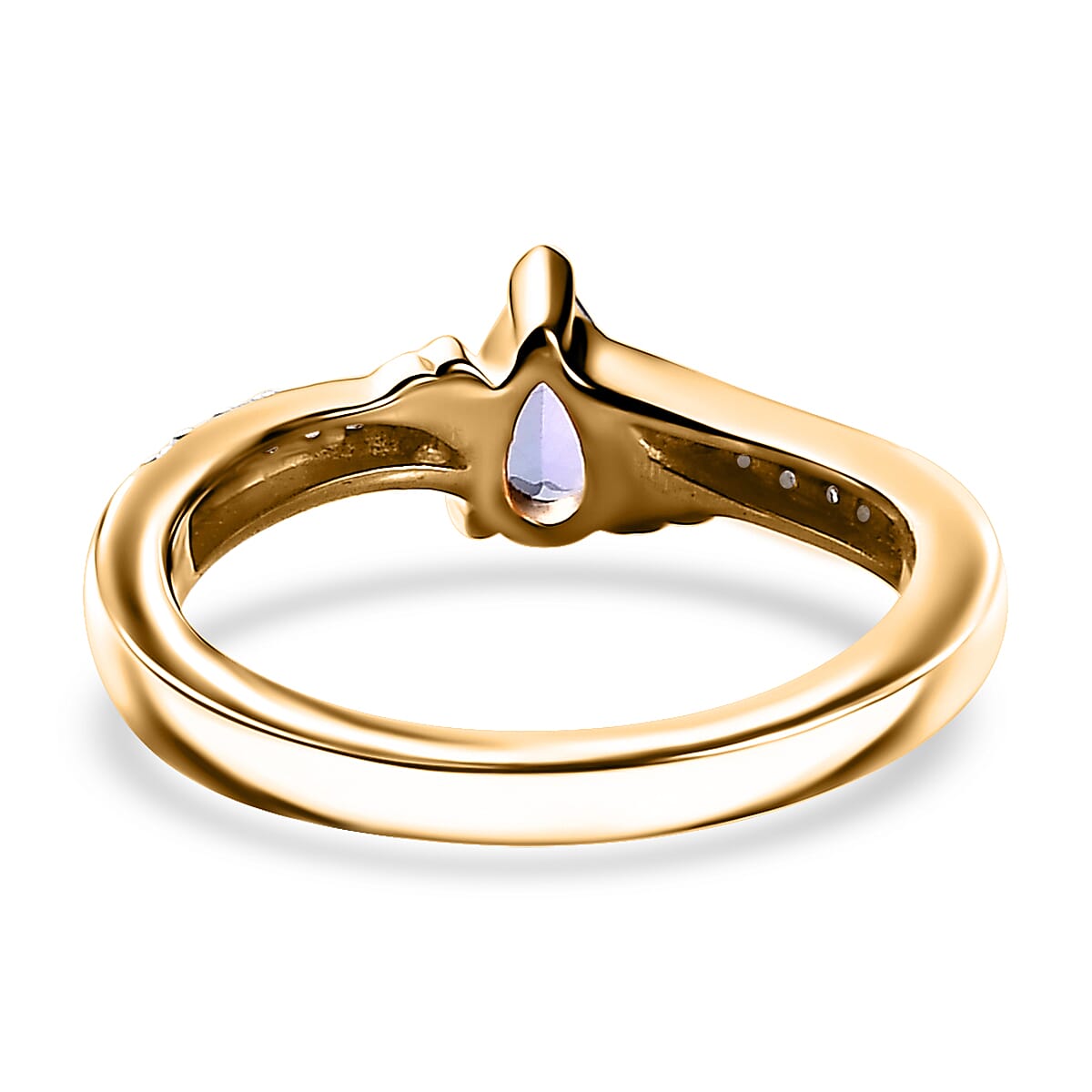 Tanzanite and White Zircon 0.50 ctw Leaves Ring in 18K Vermeil Yellow Gold Over Sterling Silver (Size 10.0)