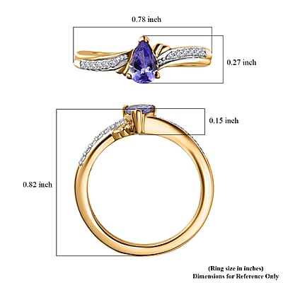 Tanzanite and White Zircon 0.50 ctw Leaves Ring in 18K Vermeil Yellow Gold Over Sterling Silver (Size 10.0)
