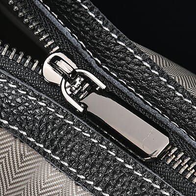 Black Genuine Leather Tote Bag with Small Bag Inside