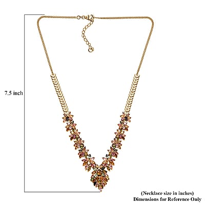 D'Joy Multi-Tourmaline 13.25 ctw Floral Harmony Necklace in 18K Vermeil Yellow Gol Over Sterling Silver 18-20 Inches