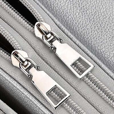 Metallic Silver Faux Leather Crossbody Bag with Shoulder Strap