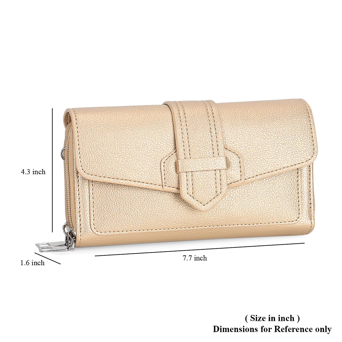 Metallic Gold Faux Leather Crossbody Bag with Shoulder Strap image number 6