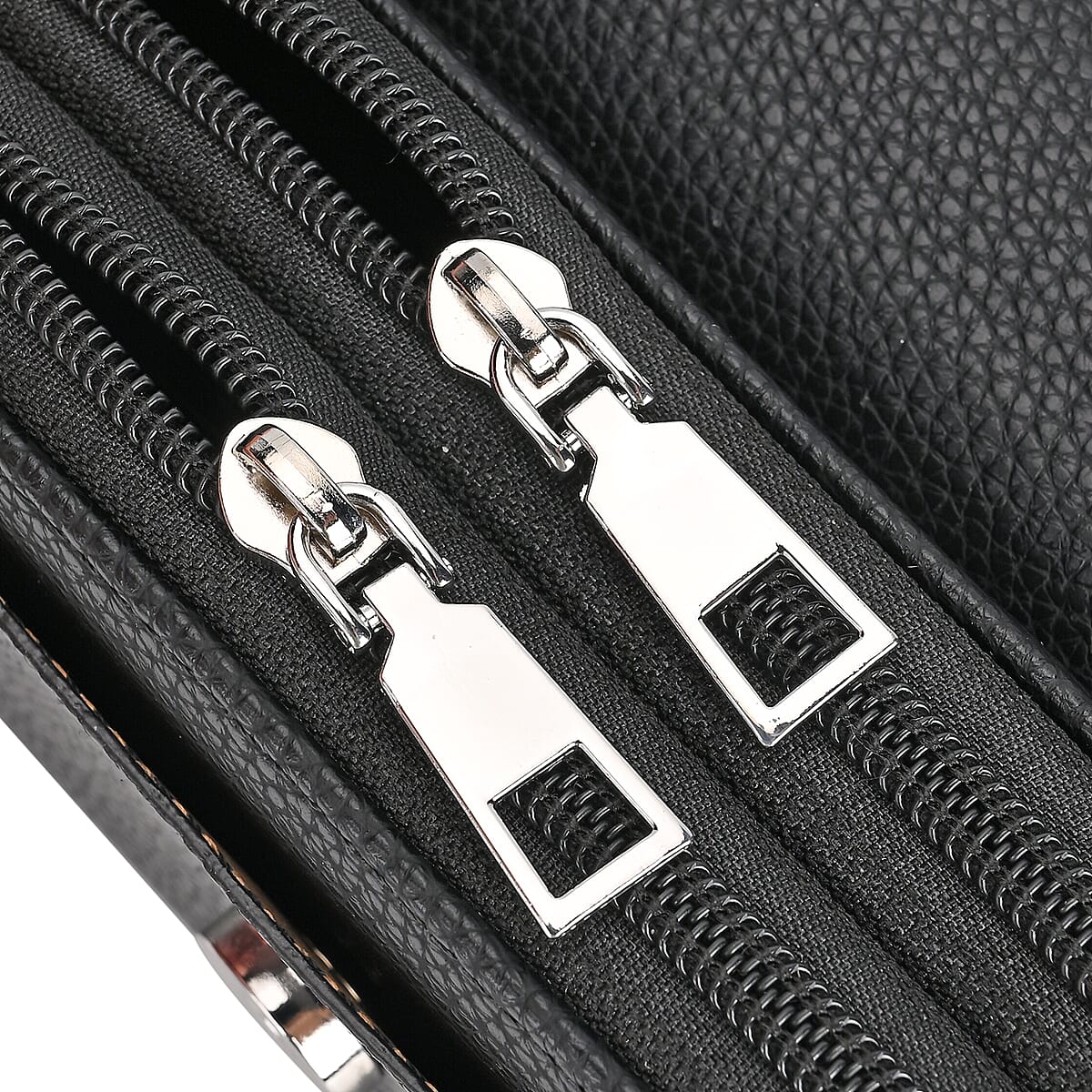 Black Faux Leather Crossbody Bag with Shoulder Strap image number 5