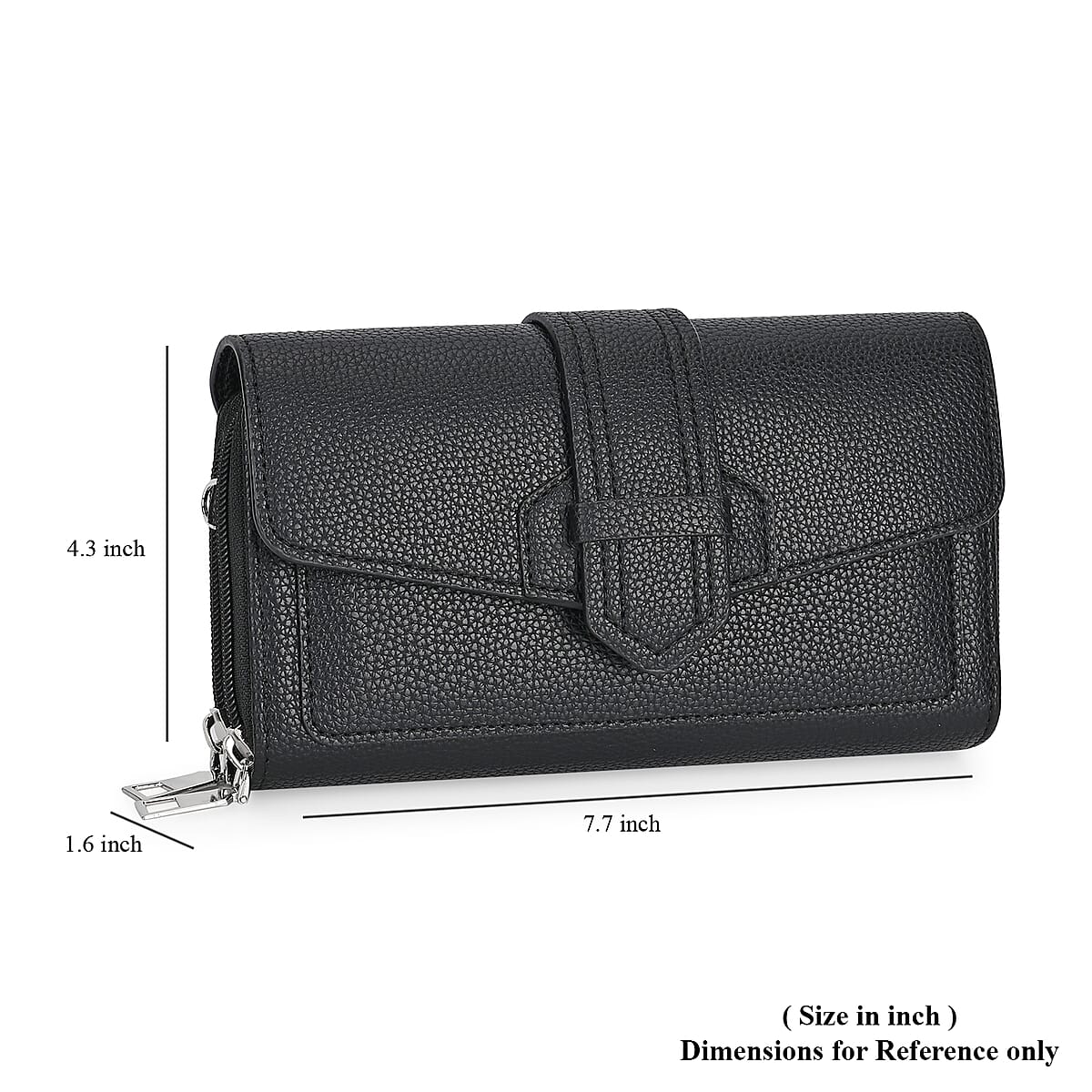 Black Faux Leather Crossbody Bag with Shoulder Strap image number 6