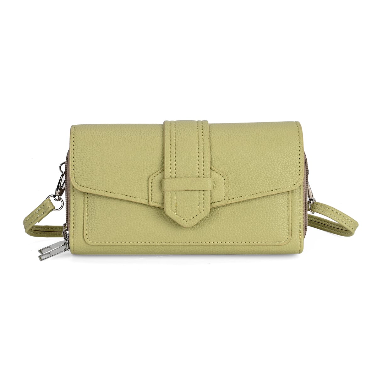 Olive Faux Leather Crossbody Bag with Shoulder Strap image number 0