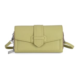 Olive Faux Leather Crossbody Bag with Shoulder Strap