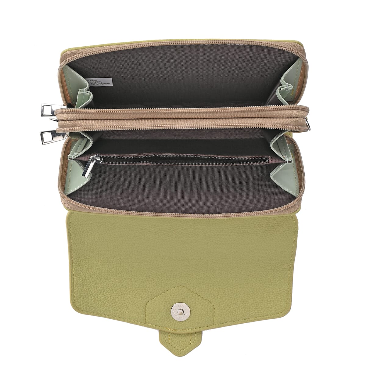 Olive Faux Leather Crossbody Bag with Shoulder Strap image number 4