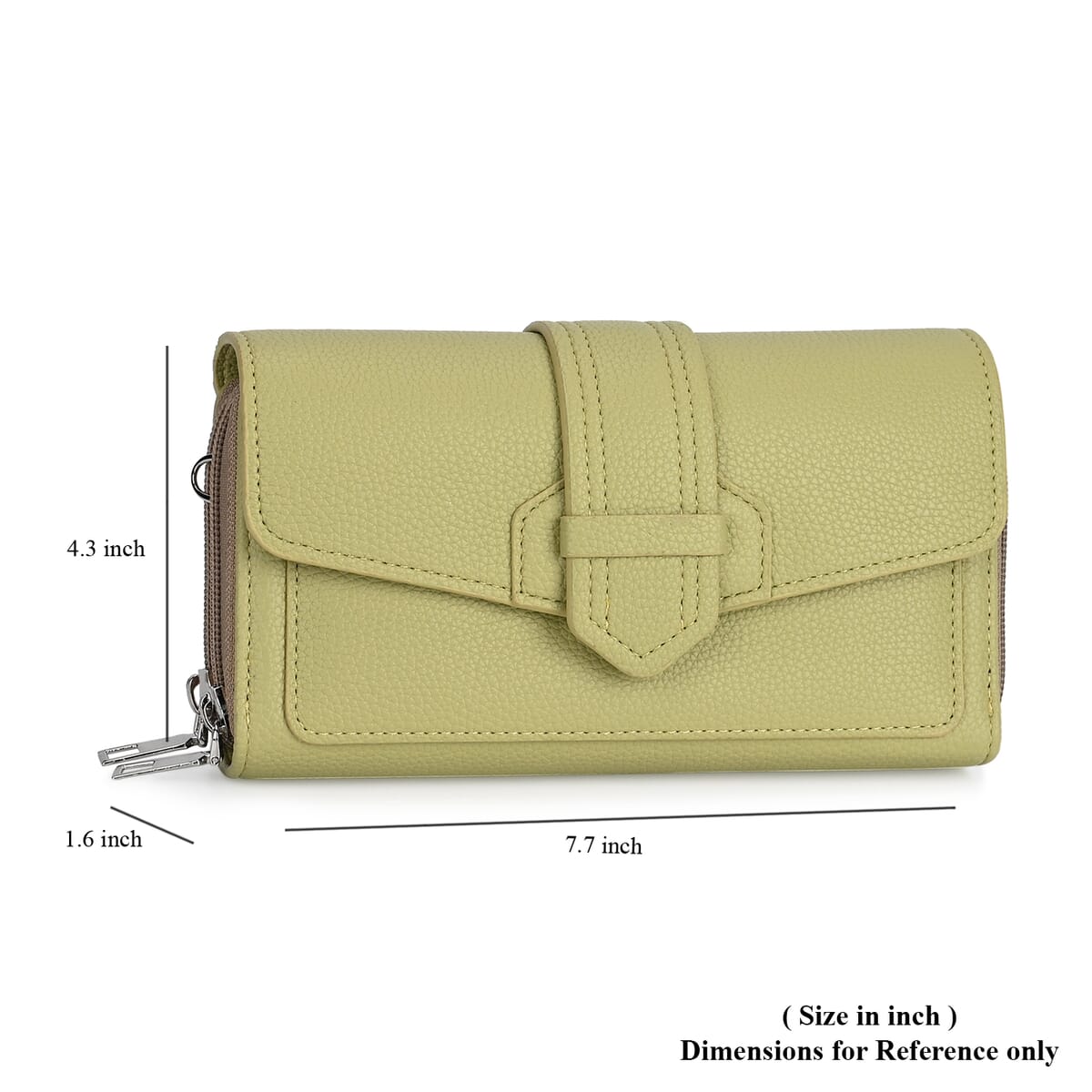 Olive Faux Leather Crossbody Bag with Shoulder Strap image number 6