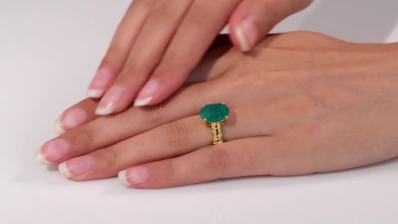 Verde Onyx 5.65 ctw Bamboo Ring in 18K Vermeil Yellow Gold Over Sterling Silver (Size 5.0)