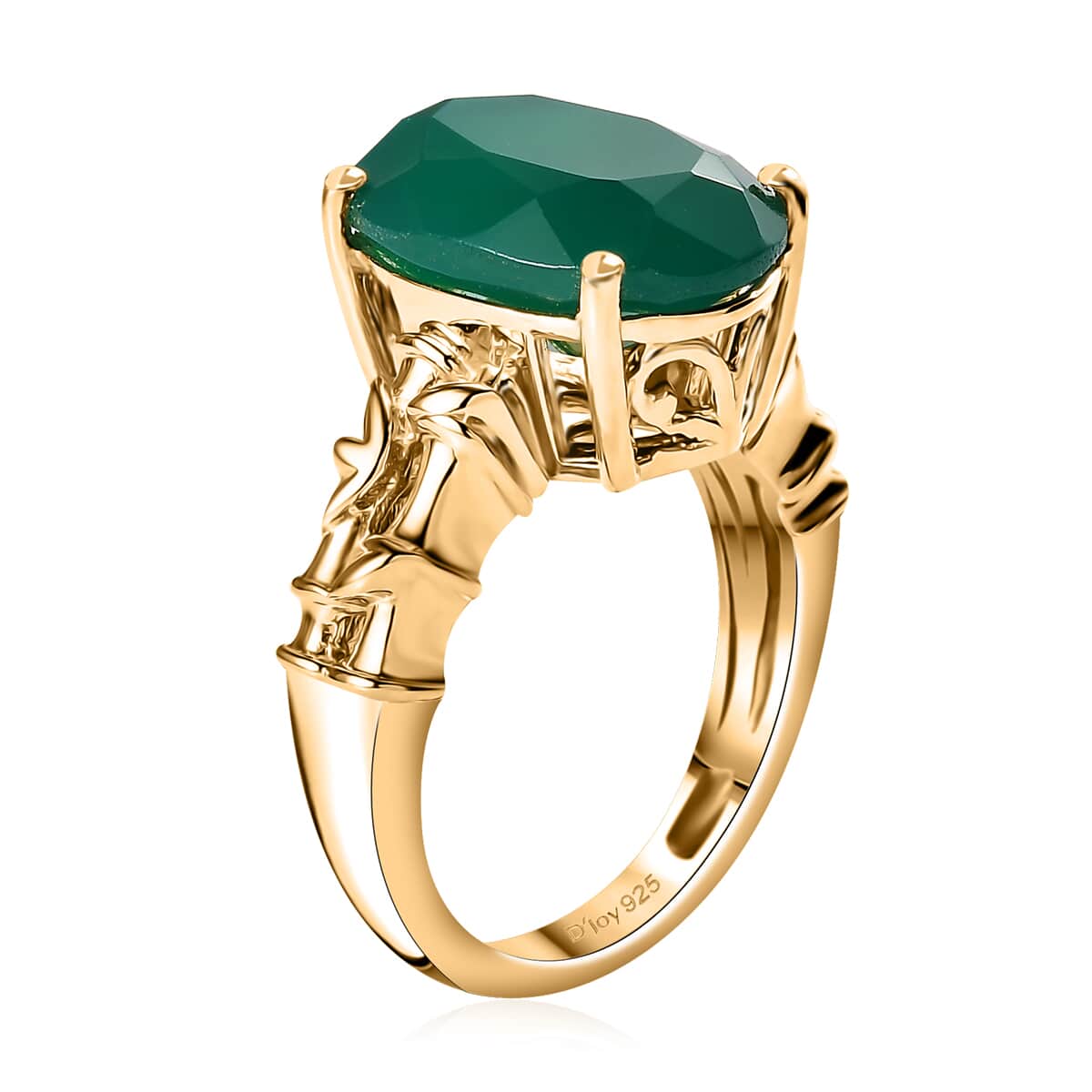 Verde Onyx 5.65 ctw Bamboo Ring in 18K Vermeil Yellow Gold Over Sterling Silver (Size 10.0)  image number 3