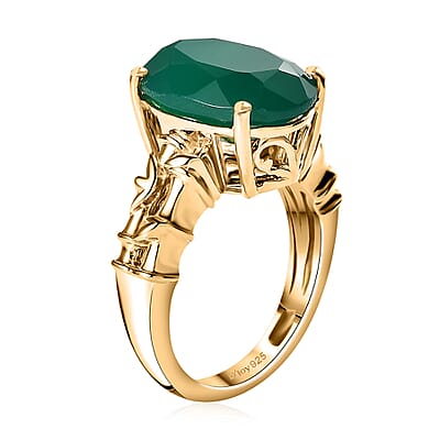 Verde Onyx 5.65 ctw Bamboo Ring in 18K Vermeil Yellow Gold Over Sterling Silver (Size 10.0) 